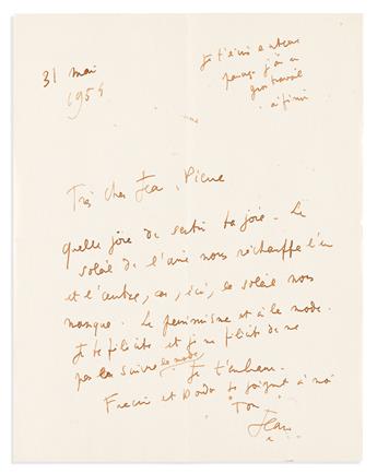 JEAN COCTEAU (1889-1963) Group of three Autograph Letters Signed, Jean / [Star], to Cher Jean-Pierre,